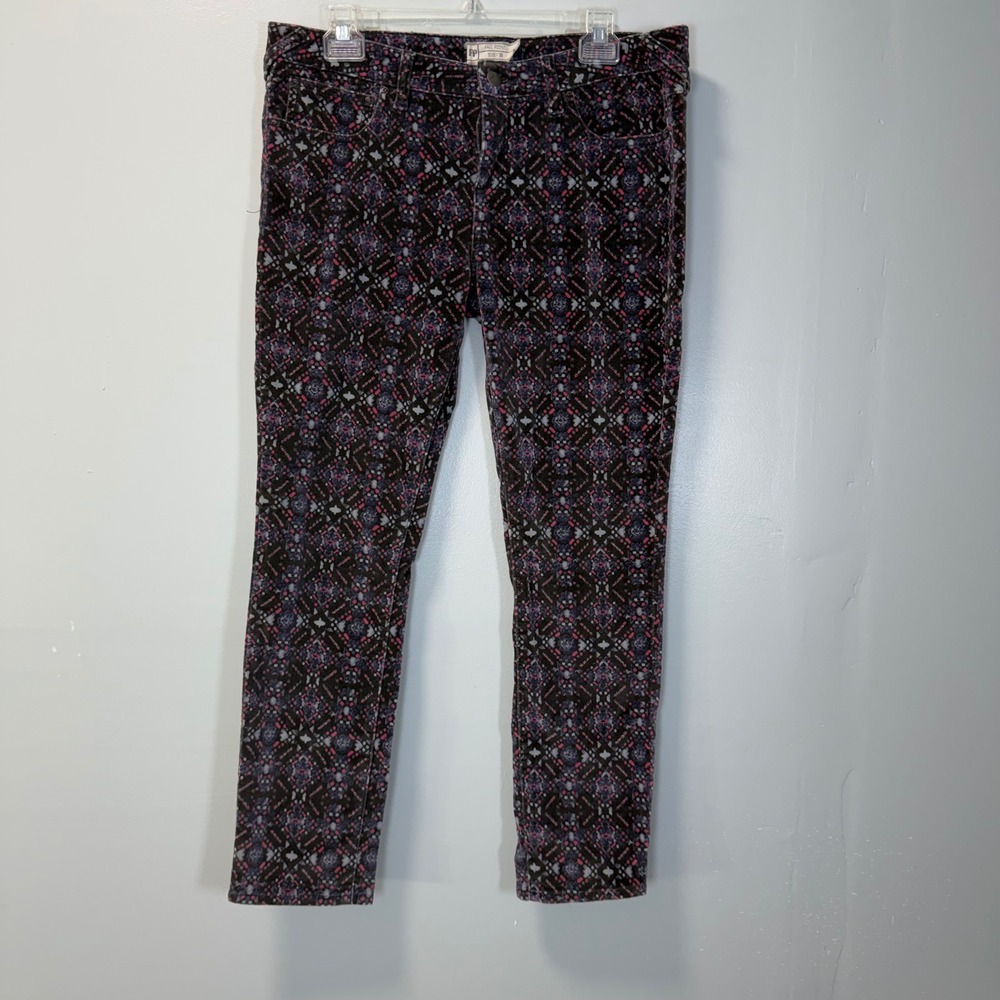 Free People Womens 30 Kaleidoscope Velvet Skinny Pants Boho Purple Pink